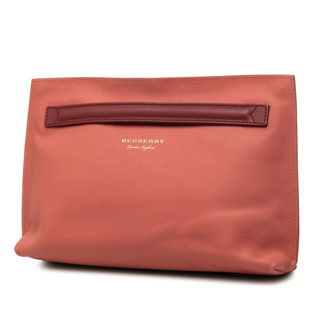 Burberry Clutch Bag, Second Pink Leather, Women's, BURBERRY
